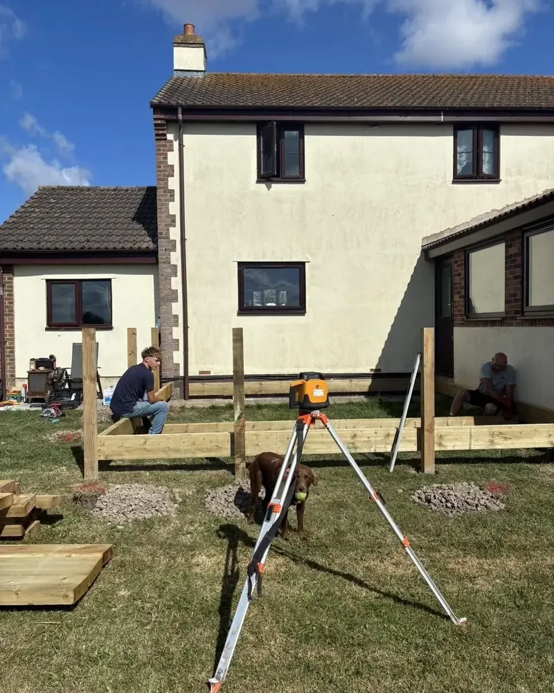 Levelling the frame of a raised timber deck
