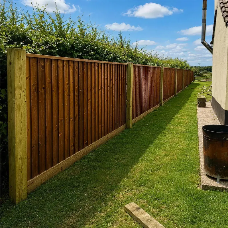 After: a new closeboard fence on the same line